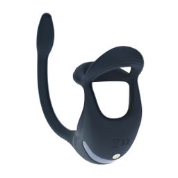 Levelz by shots Afstandsbediening Vibrerende Siliconen Tri O Cockring met Prostaatstimulator - Zwart (8714273067791)