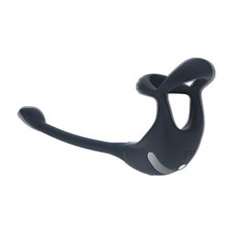 Levelz by shots Afstandsbediening Vibrerende Siliconen Tri O Cockring met Prostaatstimulator - Zwart (8714273067791)