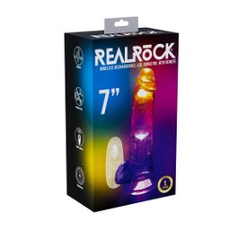 Realrock by shots LED Vibrerende Rechte Penis met Ballen - 7 / 18 cm - Transparant (8714273059635)