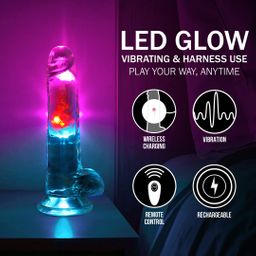 Realrock by shots LED Vibrerende Rechte Penis met Ballen - 7 / 18 cm - Transparant (8714273059635)