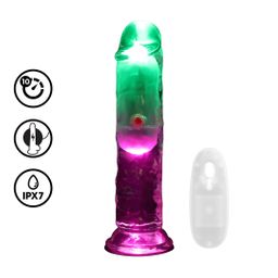 Realrock by shots LED Vibrerende Rechte Penis - 6 / 15 cm - Transparant (8714273059604)