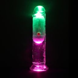 Realrock by shots LED Vibrerende Rechte Penis - 6 / 15 cm - Transparant (8714273059604)