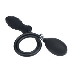 Levelz by shots Geribbelde Opblaasbare Siliconen Anale Plug - Zwart (8714273068309)