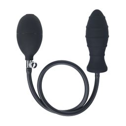 Levelz by shots Geribbelde Opblaasbare Siliconen Anale Plug - Zwart (8714273068309)