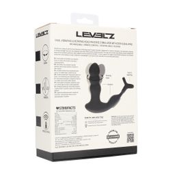 Levelz by shots Dual Vibrating Remote Rotating Head Silicone Prostate Stimulator with Cock and Ball Ring - Black (8714273068187)