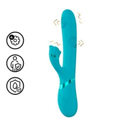 Vive by shots Fiore - G-Spot Air Wave Vibrerende en Kloppende Flared Clitorale Stimulator - Blauw (8714273059024)