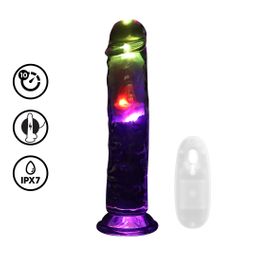 Realrock by shots LED Vibrating Straight Cock - 8 / 20 cm - Transparent (8714273059642)