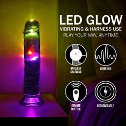 Realrock by shots LED Vibrating Straight Cock - 8 / 20 cm - Transparent (8714273059642)