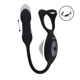 Levelz by shots Vibrerende en Duwende Silicone Tri O Cockring met Prostaat Stimulator - Zwart (8714273067814)