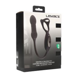 Levelz by shots Vibrerende en Duwende Silicone Tri O Cockring met Prostaat Stimulator - Zwart (8714273067814)