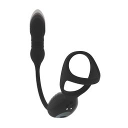 Levelz by shots Vibrerende en Duwende Silicone Tri O Cockring met Prostaat Stimulator - Zwart (8714273067814)