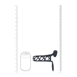 Levelz by shots Vibrerende Kooi Silicone Penis Huls en Balring - Zwart (8714273067296)