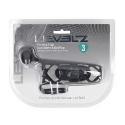 Levelz by shots Vibrerende Kooi Silicone Penis Huls en Balring - Zwart (8714273067296)