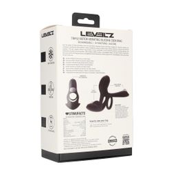 Levelz by shots Drievoudige Motor Vibrerende Siliconen Cockring - Zwart (8714273067715)