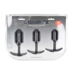 Levelz by shots Siliconen Gewogen Anale Plug Trainingsset van 3 - Zwart (8714273064585)