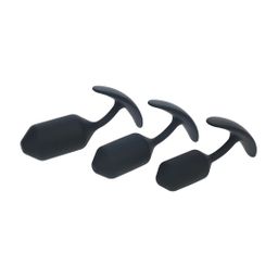 Levelz by shots Siliconen Gewogen Anale Plug Trainingsset van 3 - Zwart (8714273064585)