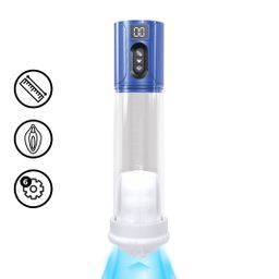 Pumped by shots MaxLift - 7 Function Suction Masturbator Pump - Metallic Blue (8714273061447)