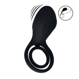 Levelz by shots Vibrerende Cock- en Ballring met Vleugelstimulator - Zwart (8714273067258)