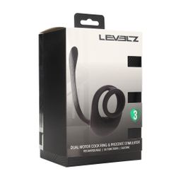 Levelz by shots Dubbele Motor Siliconen Cockring met Prostaat Stimulator - Zwart (8714273067852)