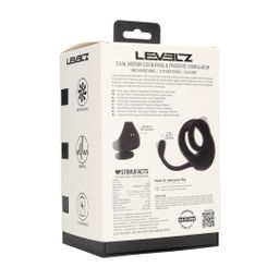 Levelz by shots Dubbele Motor Siliconen Cockring met Prostaat Stimulator - Zwart (8714273067852)