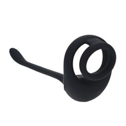 Levelz by shots Dubbele Motor Siliconen Cockring met Prostaat Stimulator - Zwart (8714273067852)