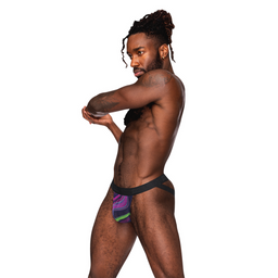Male power Strappy Jock met Zwarte Cockring - S/M - Galactische Swirl (845830095778)