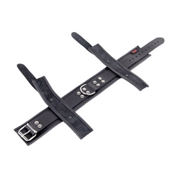 Red leather Leren Hals- en Handboeien - Zwart (3701019810716)