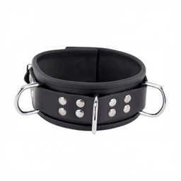 Red leather Leren Ketting 3 D Ringen - Zwart (3701019809642)