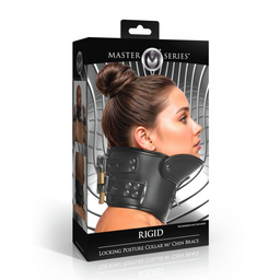 Xr brands Rigid - Vergrendelbare Houdingskraag met Kinsteun - Zwart (848518057471)