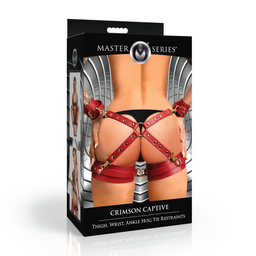 Xr brands Crimson Captive - Dijbeen, Pols en Enkel Hog Tie Beperkingen - Rood (848518056566)