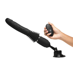 Xr brands Ultimate Power Pounder - Vibrerende en Duwende Siliconen Dildo met Afstandsbediening - Zwart (848518057464)