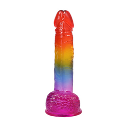 Doc johnson Realistische Cock met Ballen - 8,5 / 21,6 cm - Regenboog (782421097400)