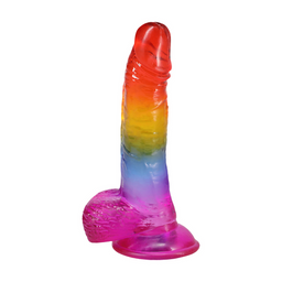 Doc johnson Realistische Cock met Ballen - 8,5 / 21,6 cm - Regenboog (782421097400)