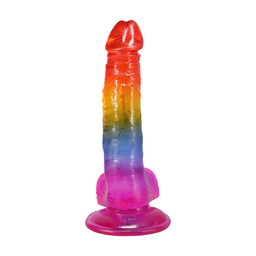 Doc johnson Realistische Cock met Ballen - 8,5 / 21,6 cm - Regenboog (782421097400)