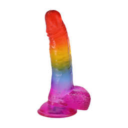 Doc johnson Realistische Cock met Ballen - 8,5 / 21,6 cm - Regenboog (782421097400)