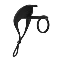 Levelz by shots Verstelbare Bunny Vibrerende Siliconen Lasso Cockring en Schachtlus - Zwart (8714273066954)