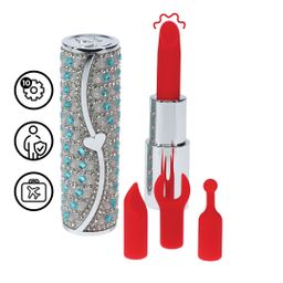 Loveline by shots Tiffany - Lipstick Vibrator with 4 Attachments - Blue (8714273069979)