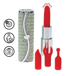 Loveline by shots Candy - Lipstick Vibrator with 4 Attachments - Green (8714273069993)