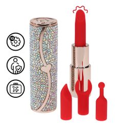 Loveline by shots Sparkle - Lipstick Vibrator with 4 Attachments - Iridescent (8714273070074)