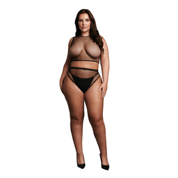 Le désir by shots 2-delige Crop Top - Pantie en Fishnet Structuur - OSX - Zwart (8714273049957)