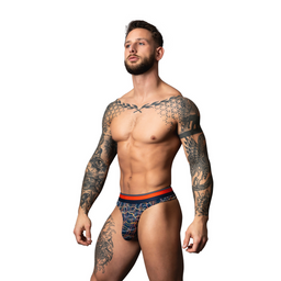 Male power Tanga - S/M - Marine Marmer (845830094825)
