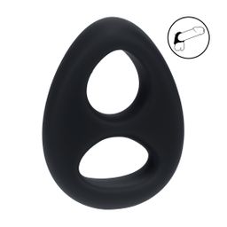 Levelz by shots Dubbele Vloeibare Siliconen Penis- en Balring - Zwart (8714273063564)