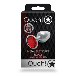 Ouch! by shots Ronde Gem Butt Plug - Klein - Zilver/Ruby Rood (8714273533593)