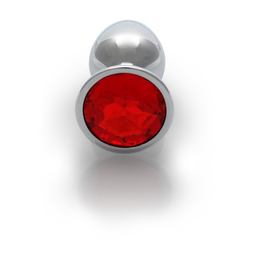 Ouch! by shots Ronde Gem Butt Plug - Klein - Zilver/Ruby Rood (8714273533593)