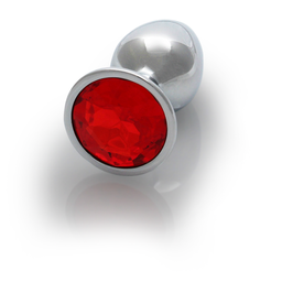 Ouch! by shots Ronde Gem Butt Plug - Klein - Zilver/Ruby Rood (8714273533593)