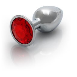 Ouch! by shots Ronde Gem Butt Plug - Klein - Zilver/Ruby Rood (8714273533593)