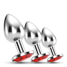 Crushious Bijou - Anal Train Trio - 3 Jewel Plugs - Rood (7403254150805)