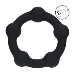 Levelz by shots Kralen Silikon Cockring - M - 35mm - Zwart (8714273062529)