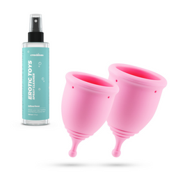 Crushious Minerva - Menstruatiecups met Zak en Speelgoedreiniger - S en L - Roze (7403254157415)