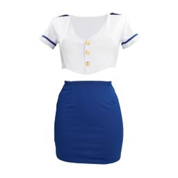 S-line by shots Stewardess Kostuum - S/M - Blauw/Wit (8714273038999)